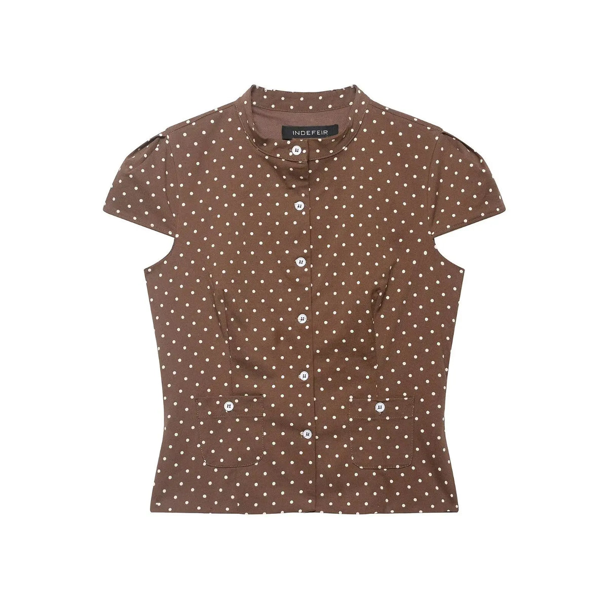 LIZAKOSHT  -  Vintage American Office Lady Women T Shirt Y2k Fashion Popular Polka Dot Print Thin Punk Clothes Harajuku Slim Waist Buttons Top