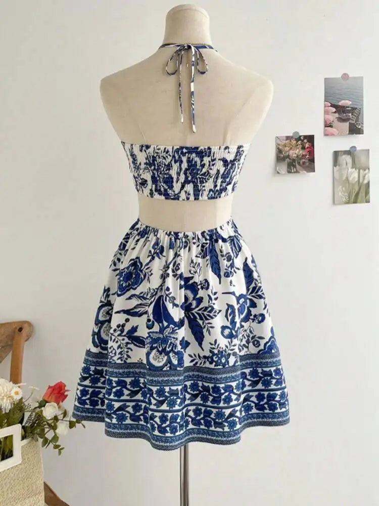 LIZAKOSHT  -  Women's Romantical Floral Print Halter Neck Sexy Fashionable Dress Easy To Create Lazy Stylish Vacation Style Dress Dresses 68AF