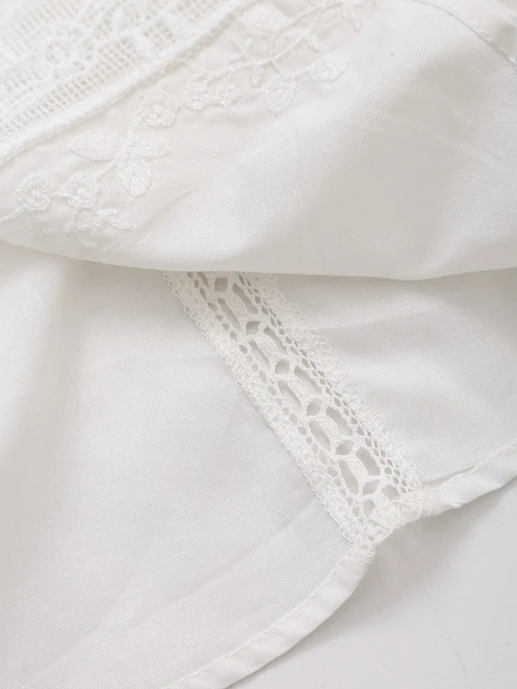 LIZAKOSHT  -  Sleeveless Lace-up Summer Blouse  Cotton Floral Embroidered lace Blouses Shirts Women Tops Vintage Boho Beach Wear Casual Blusas