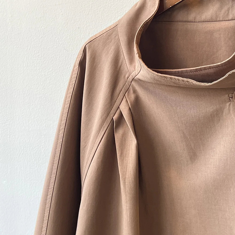 LIZAKOSHT  -  Fashion Minimalism Single Button Trench For Women Lapel Long Sleeve Office Lady Windbreaker Autumn New