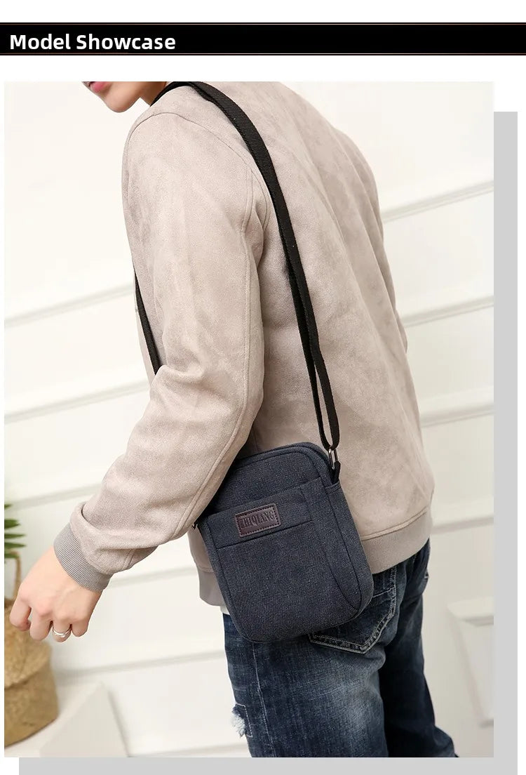 LIZAKOSHT  -  Outdoor Canvas Crossbody Chest Bag Men's Single oulder Sling Bag Faion  Bapa Mobile Phone Bag Leisure Sports