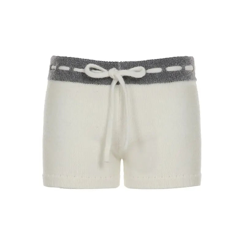 LIZAKOSHT  -  Retro Star Printed Strap Shorts Female Low Waist Sexy Slim Y2k Spice Girls Knitted Casual Pants