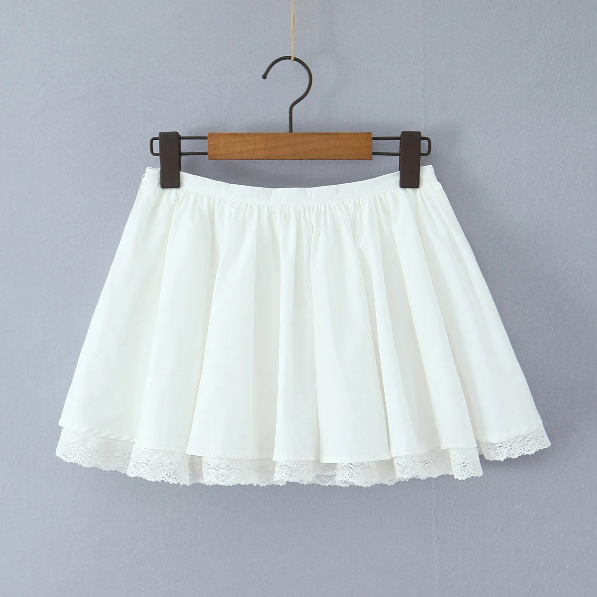 LIZAKOSHT  -  Ballet Girl White Cotton Spliced Lace Lining Mini Skirt Women Ball Gown Umbrella Skater Skirts with Shorts underwear Summer