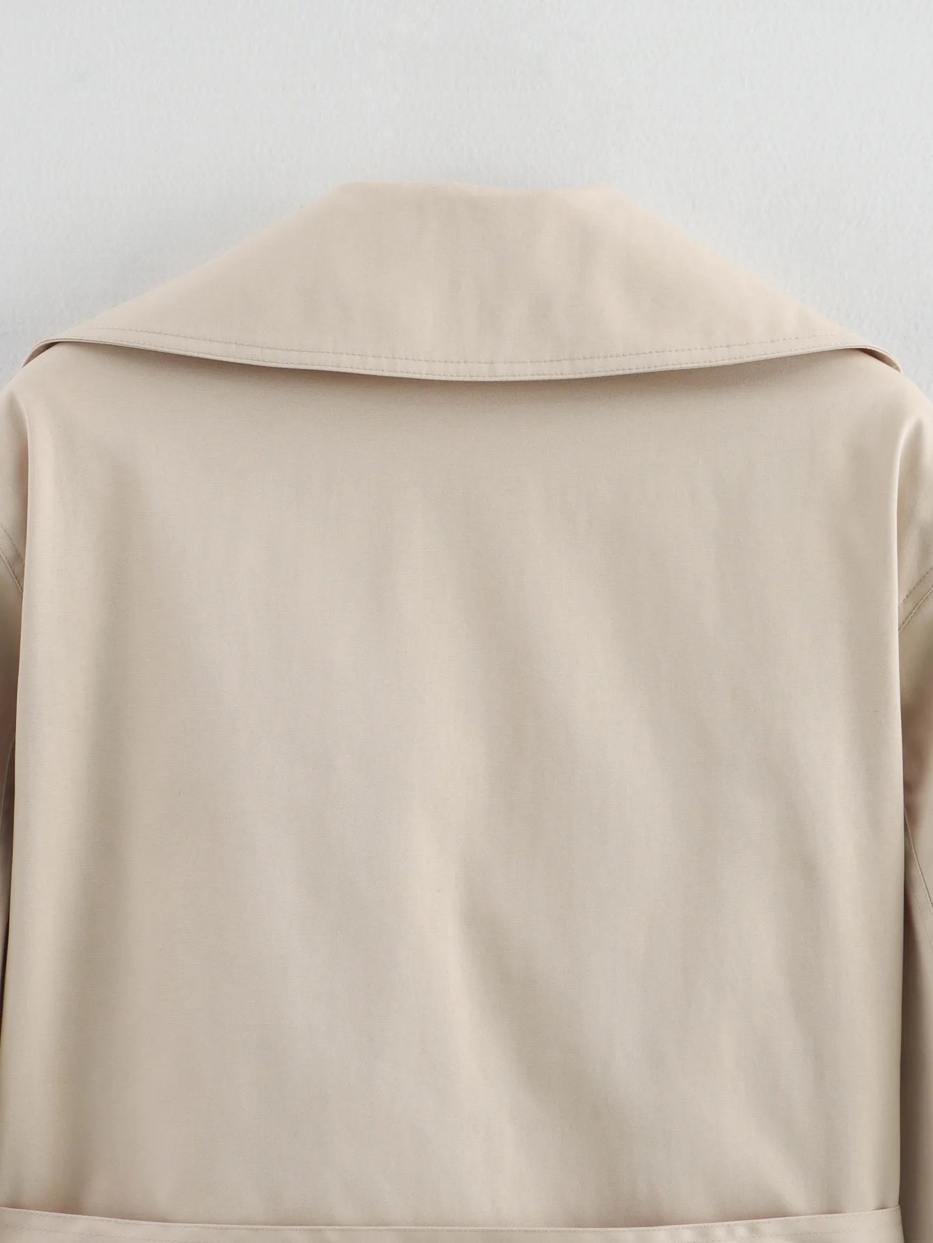 LIZAKOSHT  -  Fashion Simple Cropped Windbreaker Jackets Women New Spring Belt Long Sleeve Double Breasted Coats Solid Casual Short Coats