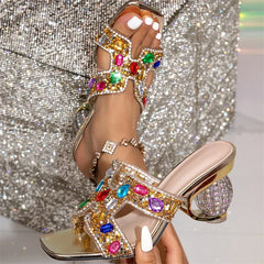 LIZAKOSHT  -  Glitter Crystal Luxury High Heels Sandals Women Strange Style Party Dress Slingback Shoes Fashion Diamonds Slippers Women Slides