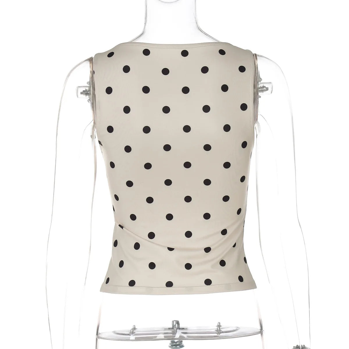LIZAKOSHT  -  Casual Sexy Polka Dot Tank Tops For Women O-neck Sleeveless Slim Corset T-shirt Streetwear Y2K Girls Clothes Cropped Top
