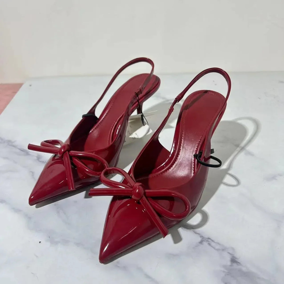 LIZAKOSHT  -  Bow Pointed Toe High Heels Sandals Women Brand Designer Shoes Fashion Slides Sexy Slingback Shoes Elegant Mules Sandals Female