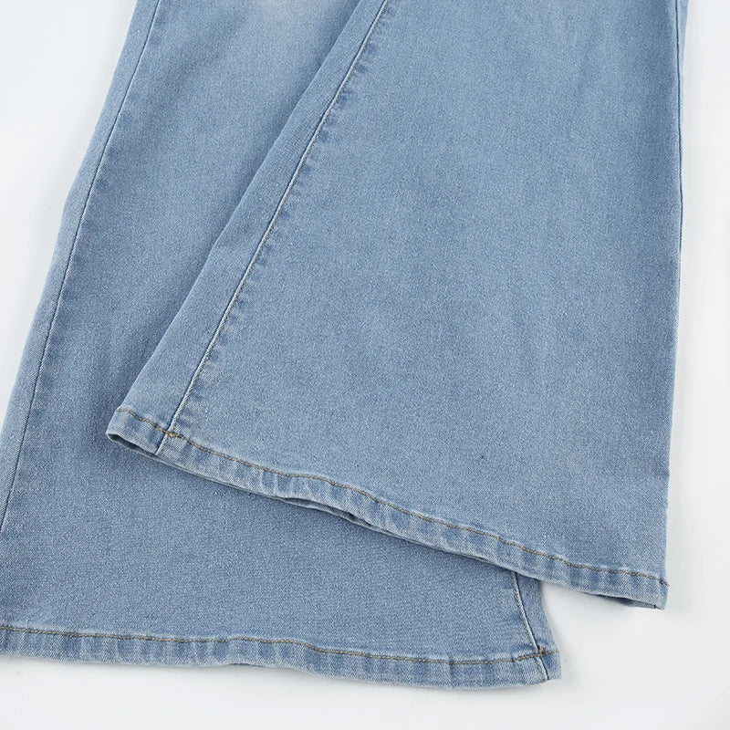 LIZAKOSHT  -  Front Pockets Cargo Flared Jeans Women Hotsexy Washed Color Slimming Low-rise Boot Cut Denim Pants Streetwear Y2K Pants