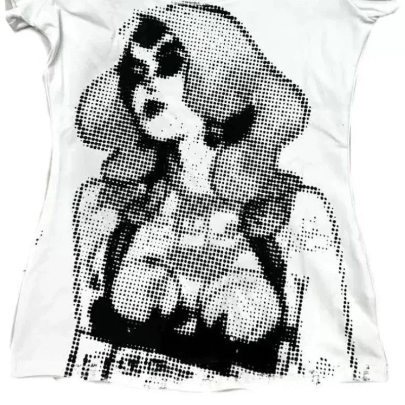 LIZAKOSHT  -  Summer Streetwear Punk Casual Short Sleeve Tee Shirts Y2k Aesthetic Printing Women T-shirt Harajuku Vintage Grunge Tshirts