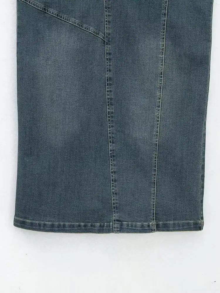 LIZAKOSHT  -  Fashion Women Denim Dress Vintage Blue Long Sleeve Back Zipper Dresses For Women Spring Causal Slim Fit Ladies Long Dresses