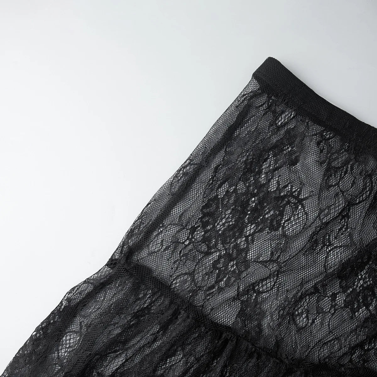LIZAKOSHT  -  Black Lace Long Skirt 2026 Summer Sexy Perspective Niche Temperament Skirt