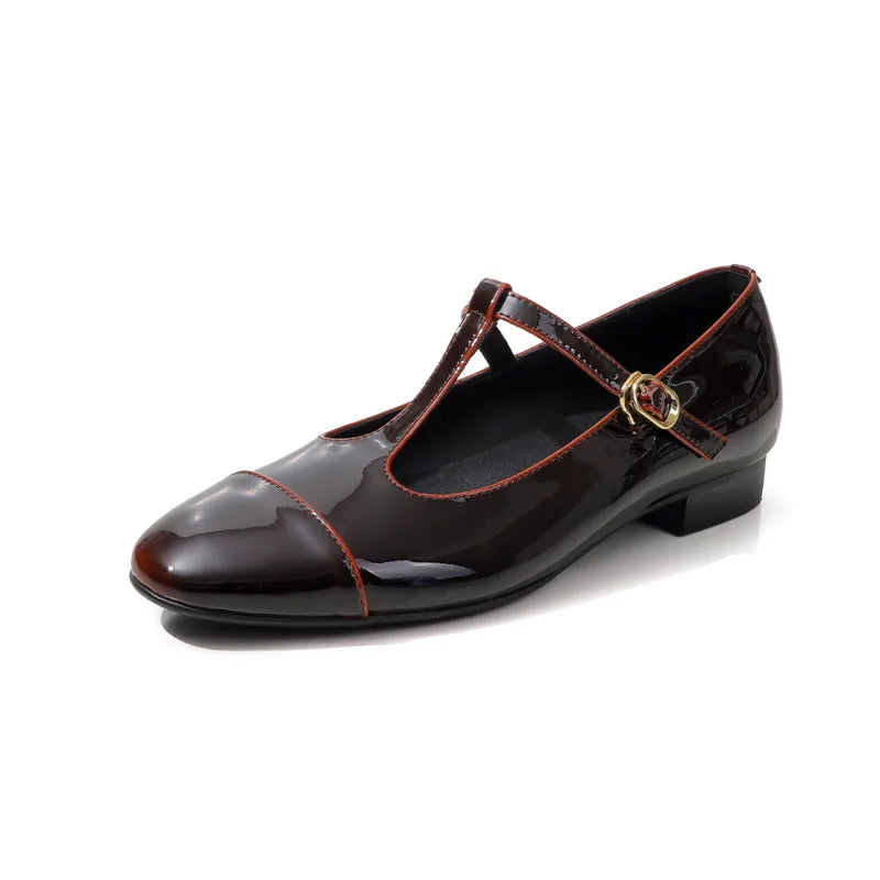 LIZAKOSHT  -  Fashion Women's Shoes New High Quality Genuine Leather Shoes Round Head T-Belt Mary Janes Shoes