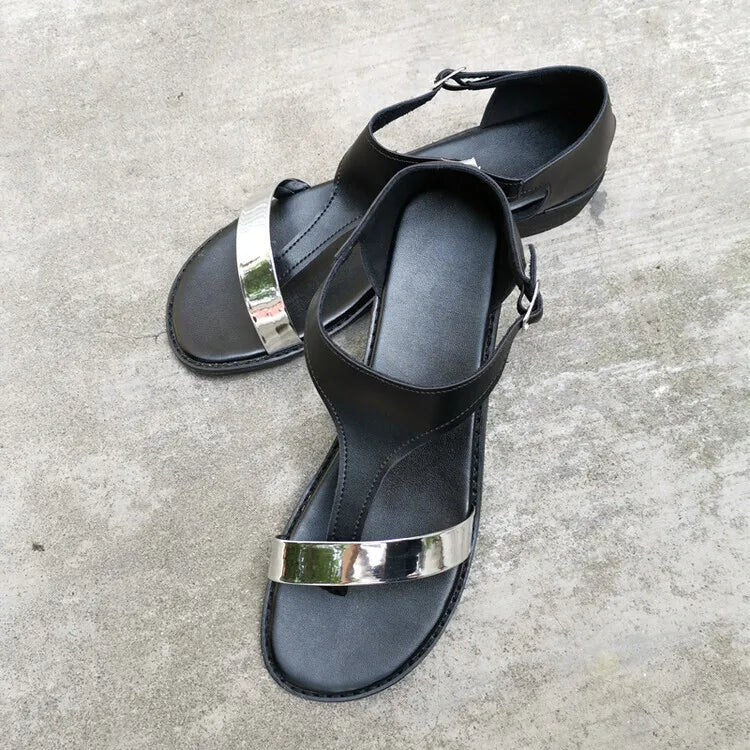 LIZAKOSHT  -  Flat Heels Casual Sandals T-strap Women's Sandals Outdoor Comfortable Shoes