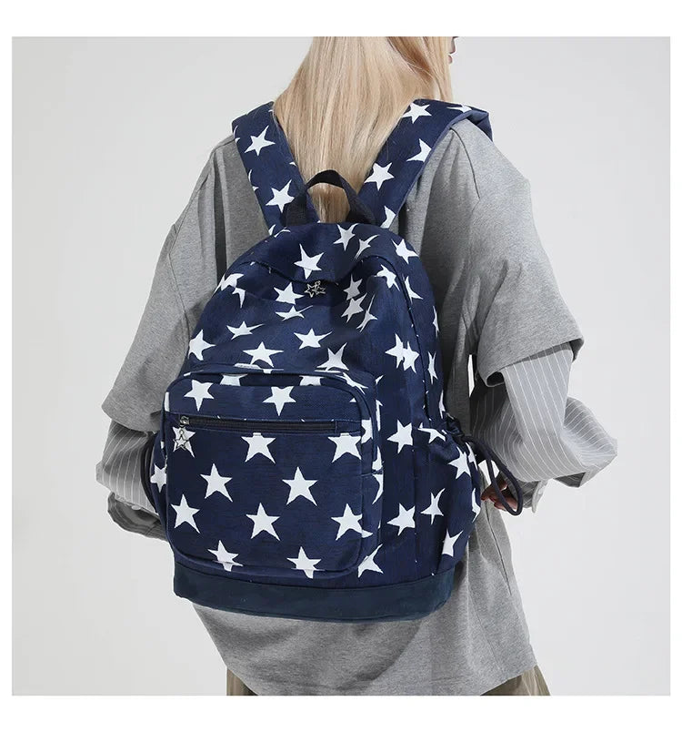 LIZAKOSHT  -  High-capacity Vintage Grunge Men Backpacks All Match Simple Fashion Star Letter Schoolbags Y2k Aesthetic Trendy Backpack Women