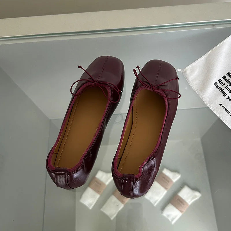 LIZAKOSHT  -  New Spring Autumn Fashion Ladies Shoes Ballet Flats Butterfly-Knot Soft Round Toe Female Dance Casual Women Flat Slip On Shoes