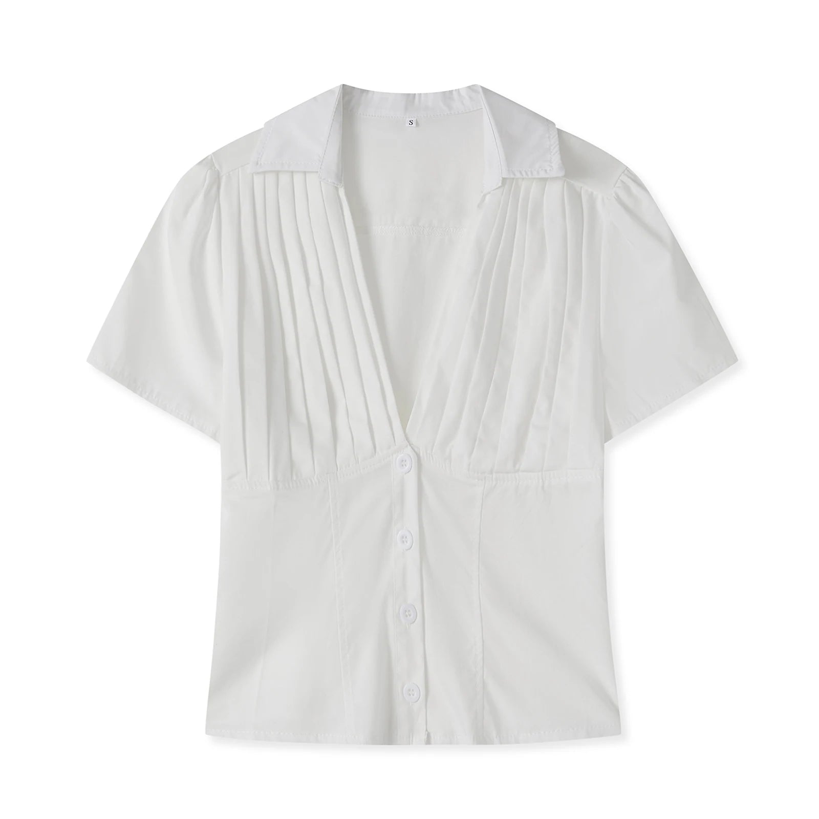 LIZAKOSHT  -  Women Summer Tops Fashion Style V-Neck Button Down Short Sleeve Shirts Casual Chic Blouses New