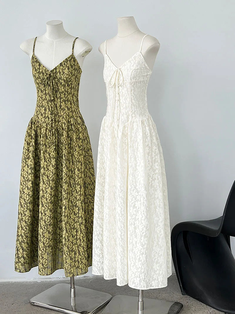 LIZAKOSHT  -  Cotton Blend Women Fashion Sleeveless Flower Long Dress Slim Body Sexy Elegant Spaghetti Strap Beige Maxi Dress Vestidos Clothes