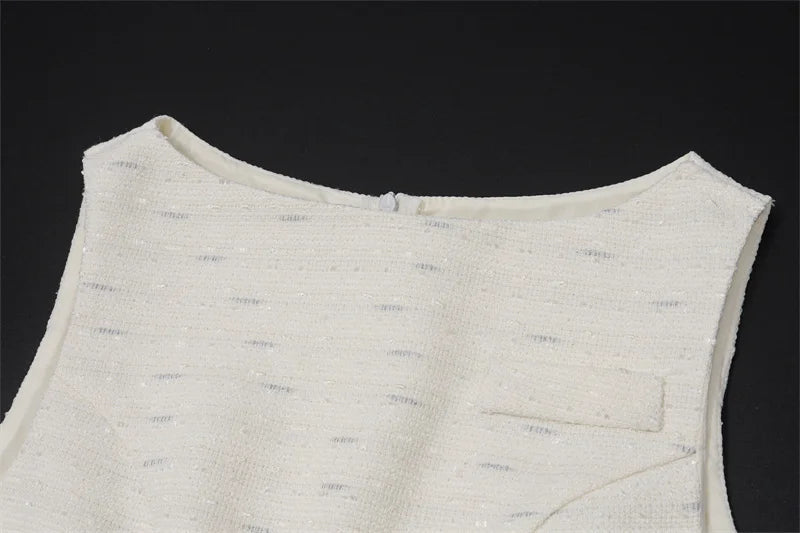 LIZAKOSHT  -  Autumn Elegant Solid Sleeveless Mini Dress Women Fashion Sexy Slim O Neck Patchwork Robe Club Party Dress Streetwear