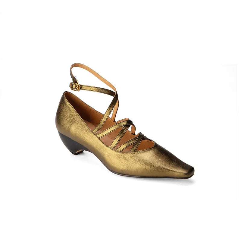 LIZAKOSHT  -  Fashion Pumps New High Quality Genuine Leather Shoes Cross Belt High Heels Commuter Women's Heels Shoes