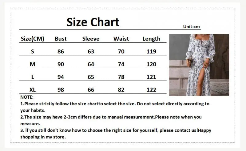 LIZAKOSHT  -  Boho Long Dresses Women Lace Up Side Split Dress Square Collar Long Sleeve Backless Maxi Dress Floral Print Beach Party Vestidos