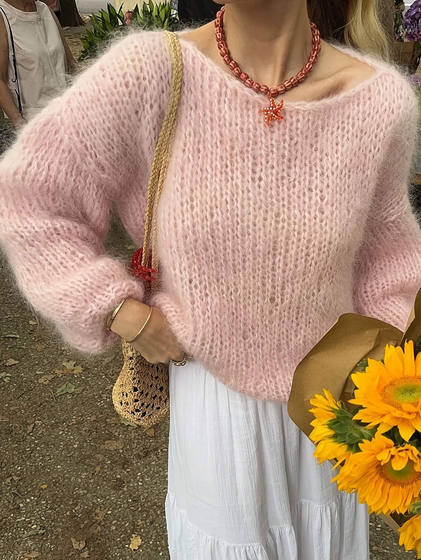 LIZAKOSHT  -  Pink Wool Sweater Women's Autumn and Winter Knitted Top, Casual Wool Women's Clothing