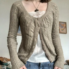 LIZAKOSHT  -  American retro-breasted cardigan with elegant temperament and women's knitted top