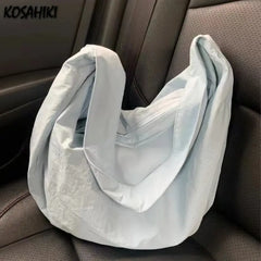 LIZAKOSHT  -  Korean Ins Trendy Gentle Simple Shoulder Bag High-capacity Casual Women Solid Handbags Japanese Y2k Aesthetic Grunge Hobo Bags