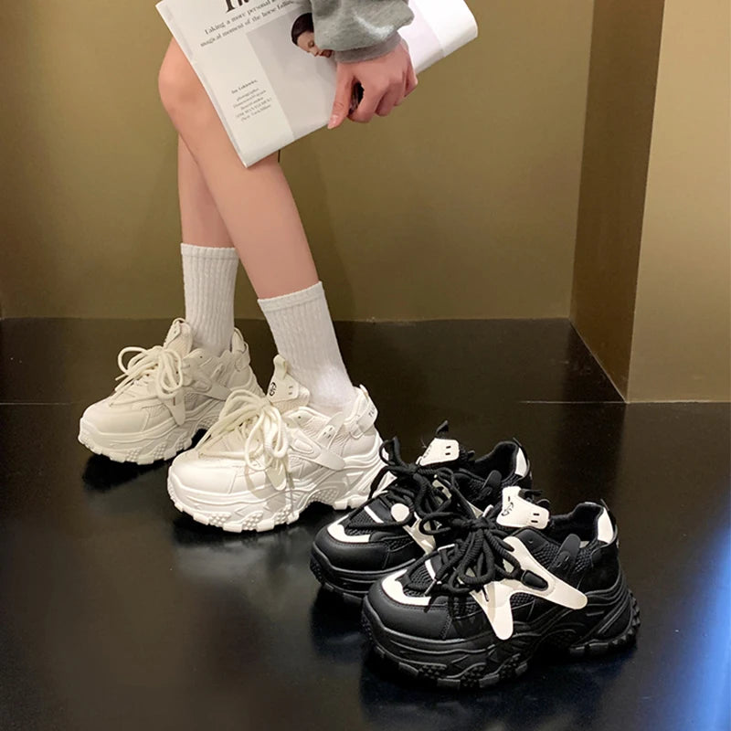 LIZAKOSHT  -  Womens Sneakers Shoes On Platform White Tennis Female Roses Thick Sole Casual Trainers Leisure Autumn Women's Sneakers With
