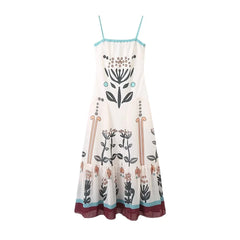 LIZAKOSHT  -  Retro Tube Top Print Slim Dress Sling Jumpsuit Women Spring and Summer