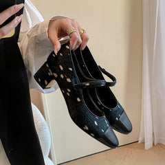 LIZAKOSHT  -  Fashion Pumps New High Quality Horse Hair Splicing High Heels Mary Janes Shoes Commuter Women's Shoes
