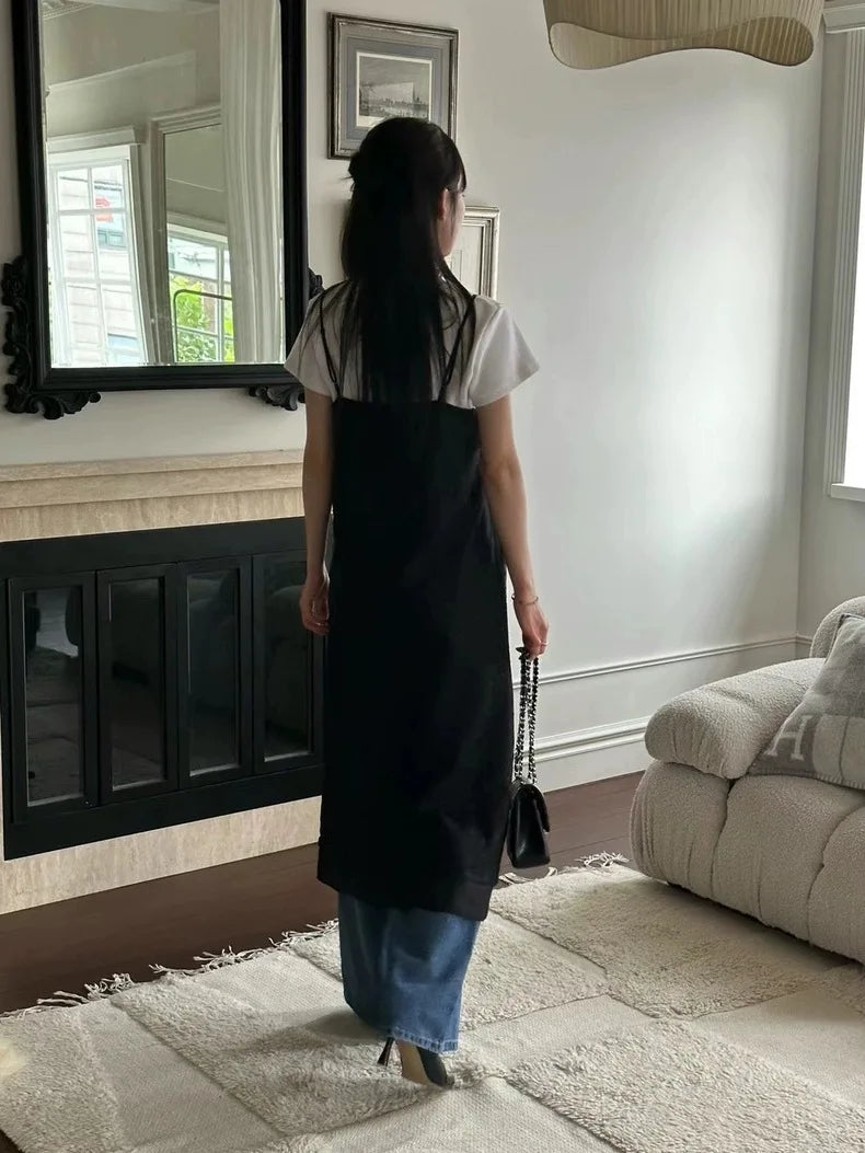 LIZAKOSHT  -  3D Jacquard Stacked Long Sweet Strap Skirt