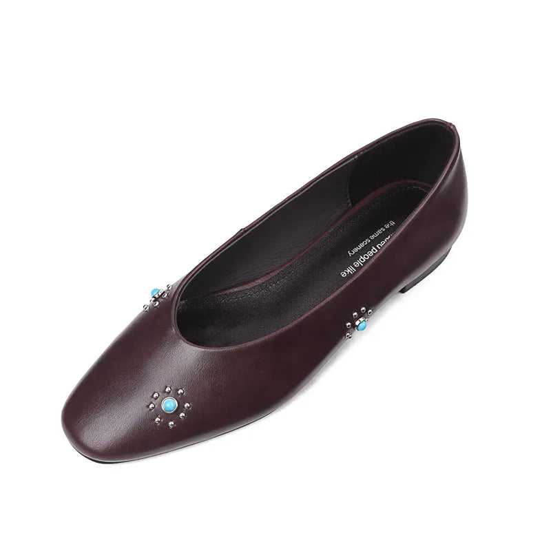 LIZAKOSHT  -  Fashion Women's Shoes New High Quality Genuine Leather Shoes Round Head Shallow Mouth Flat Shoes Lightweight Shoes