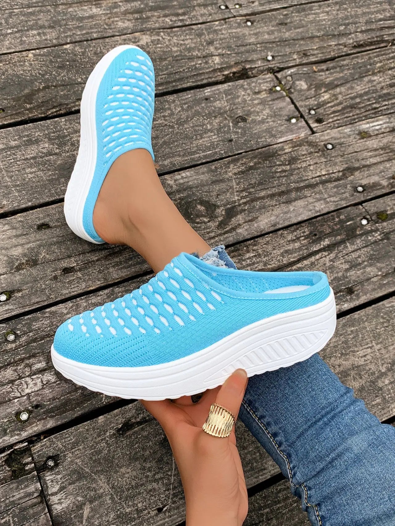 LIZAKOSHT  -  Low Shoes Woman  Cover Toe Massage Slippers House Rome Cotton Fabric Hoof Heels Rubber Slides Shoes Low Home Slippers Women'