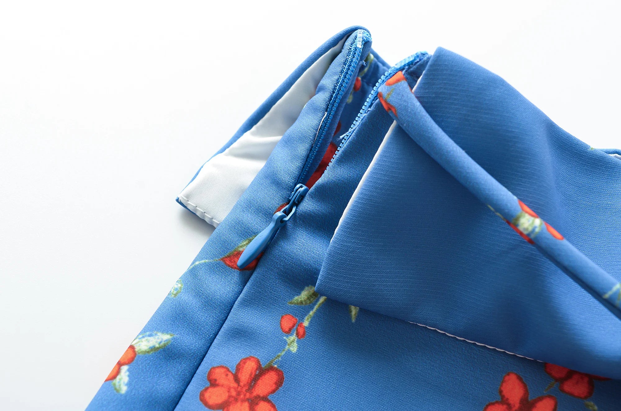 LIZAKOSHT  -  Summer Girl Bandage Lacing Up Sashes Ruched Waist Blue Floral Print Mini Skirts Fashion Women Zip up Waist A-lined Short Skirts