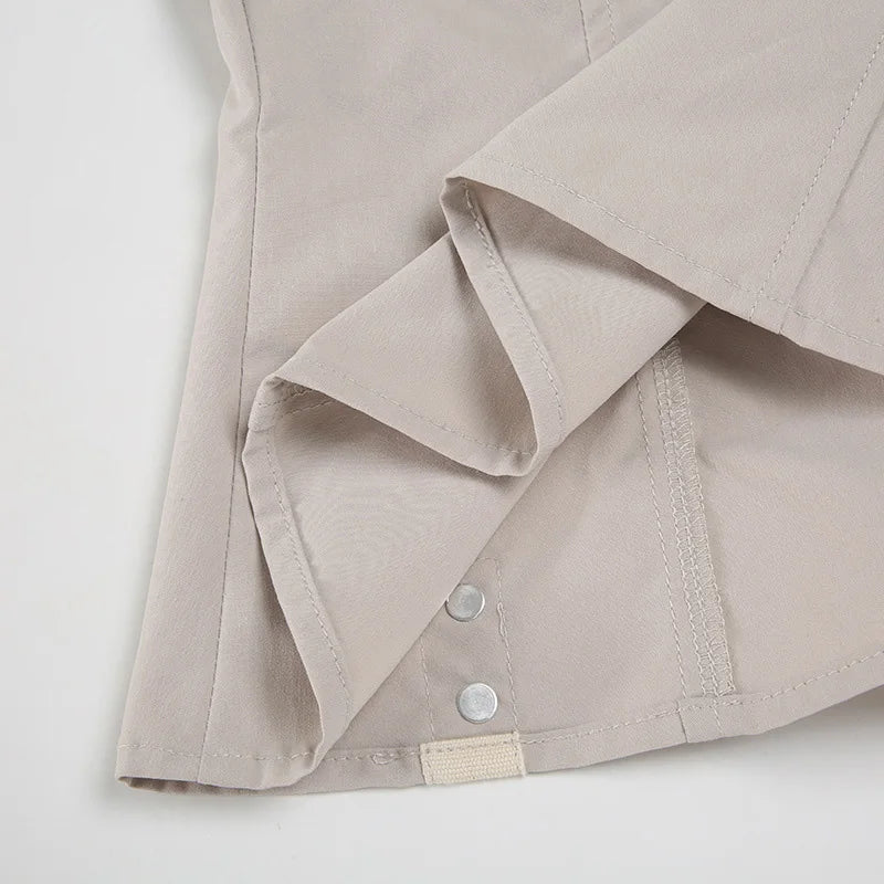 LIZAKOSHT  -  Harajuku Autumn Newly Pockets Flip Collar Buttons Long-sleeved Shirts Work Style Slimming Cardigant Top Blouses for Women