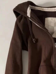 LIZAKOSHT  -  Y2k Aesthetic Letter Embroidery Vintage Coats Streetwear Women Casual Hooded Autumn Jackets Harajuku Pocket Grunge Casual Jacket