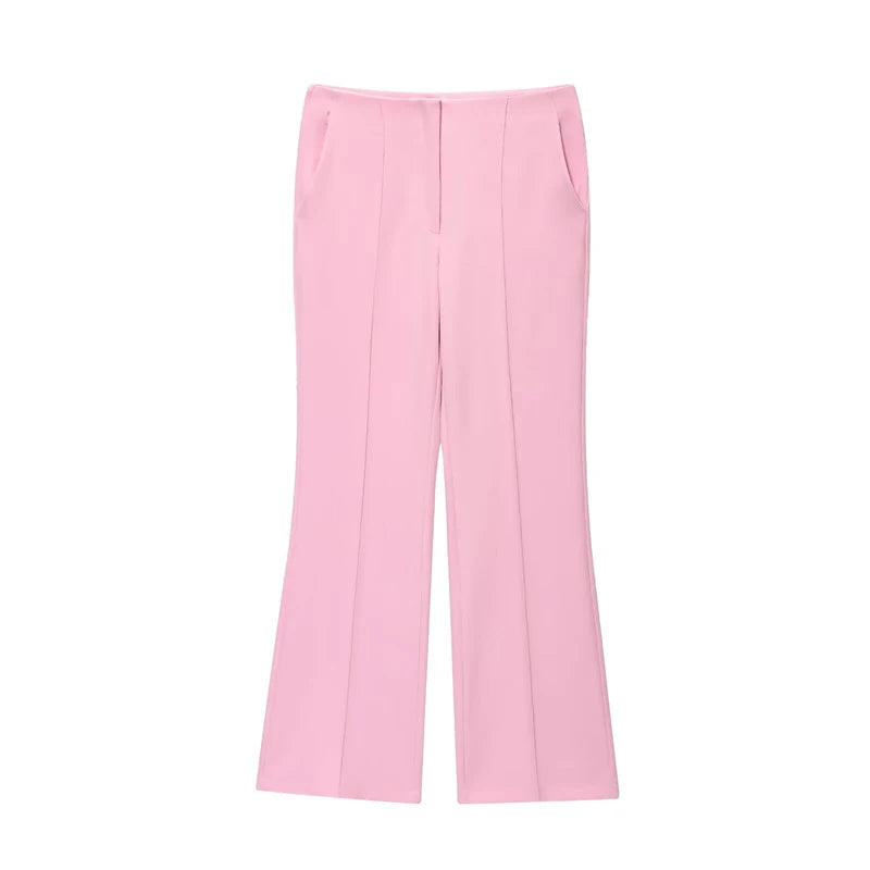 LIZAKOSHT  -  Elegant O-neck Pin Top Pant 2 Piece Sets Women Fashion Sleeveless Waist Cinching Top Straight Pants Suit Lady Summer Chic Set