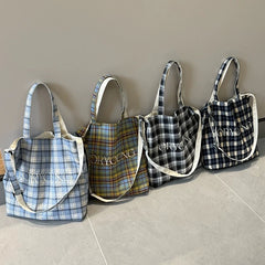 LIZAKOSHT  -  Women's Checkered Shoulder Bag Student Plaid Crossbody Bags Versatile Large Capacity Handbag