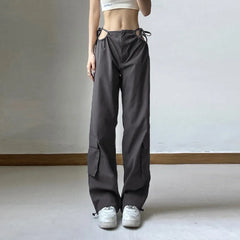LIZAKOSHT  -  Plus Size Low Waist Bandage Hippie Joggers High Street Loose Techwear