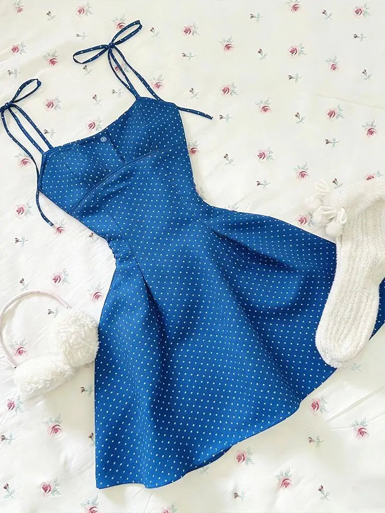 LIZAKOSHT  -  Sexy Dresses Polka Dot Y2k 2000s Woman Clothes Slim Sling Dress Hot Girl Elegant Harajuku Korea Mini Skirt Summer Fashion Grunge
