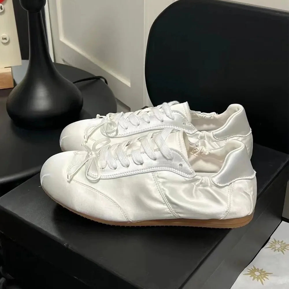 LIZAKOSHT  -  Brand Satin Pink Cute Ballet Flats Shoes Women Sweet Casual Sneakers Shoes Trainers Comfy Walk Daily Footwear