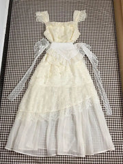 LIZAKOSHT  -  Fairy Lace Sling Slim Party Dresses Hot Sweet Goth Punk Long Dress Vintage Harajuku Korea Y2k 2000s Summer Grunge Backless Sexy