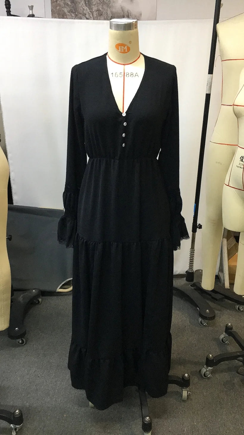 LIZAKOSHT  -  Women's Vintage Western Cowgirl Dress Country Lace Long Sleeve Casual Boho Chic Maxi Dress for Women Fashion Retro Party