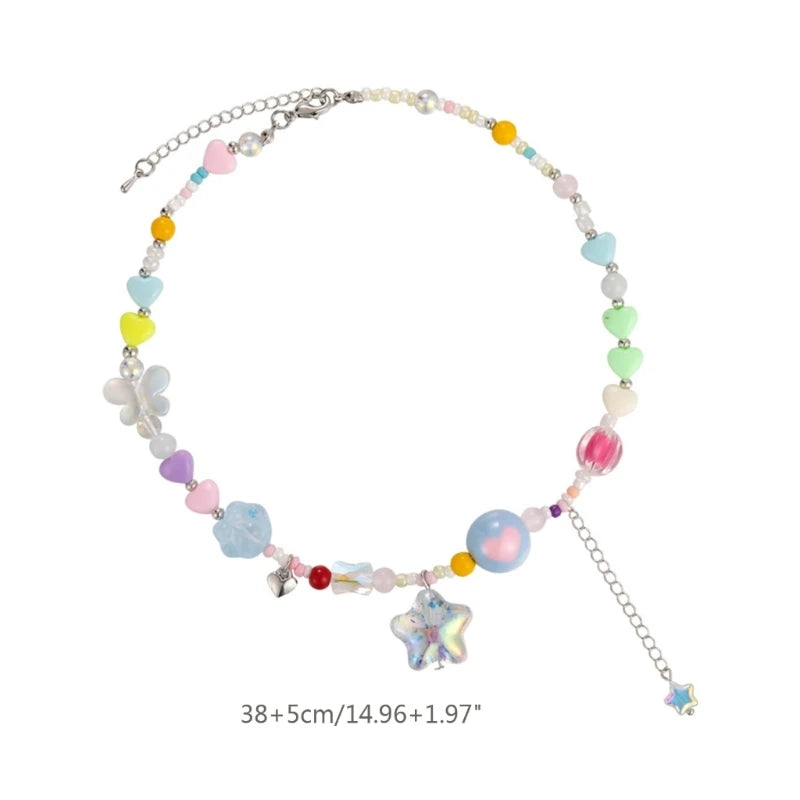LIZAKOSHT  -  Bohemian Beaded Necklace Summer Resin Heart Star Necklace Hawaii Beach Necklace  Dropship