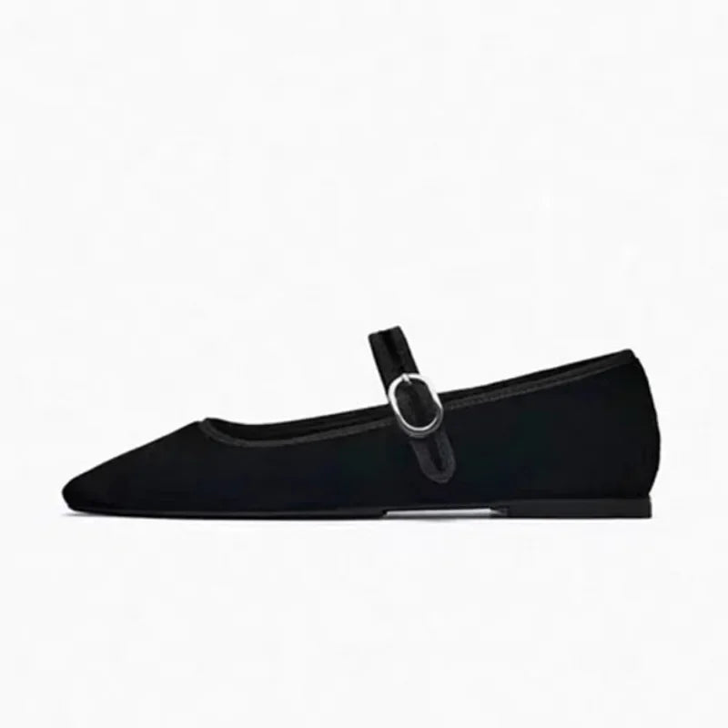 LIZAKOSHT  -  Shallow Casual Ladies Soft Mary Jane Shoes Retro Black Square Toe Outdoor Dress Ballet Flats Autumn Brand Women Footwear