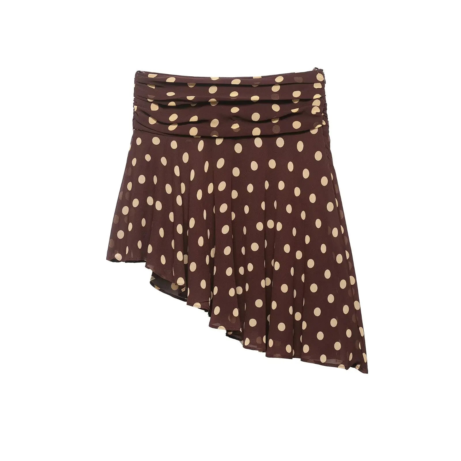 LIZAKOSHT  -  Vintage Dot Print Mini Skirt For Women Summer High Waist Folds Asymmetry Skirts Street Fashion Party Club Casual Skirt New