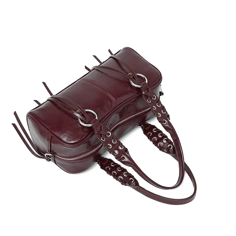 LIZAKOSHT  -  Vintage Rivet Braided Rope Handbag Women Large Capacity Motorcycle Style Bag Ladies Harajuku Hot Girl Tassel Y2k Crossbody Bags
