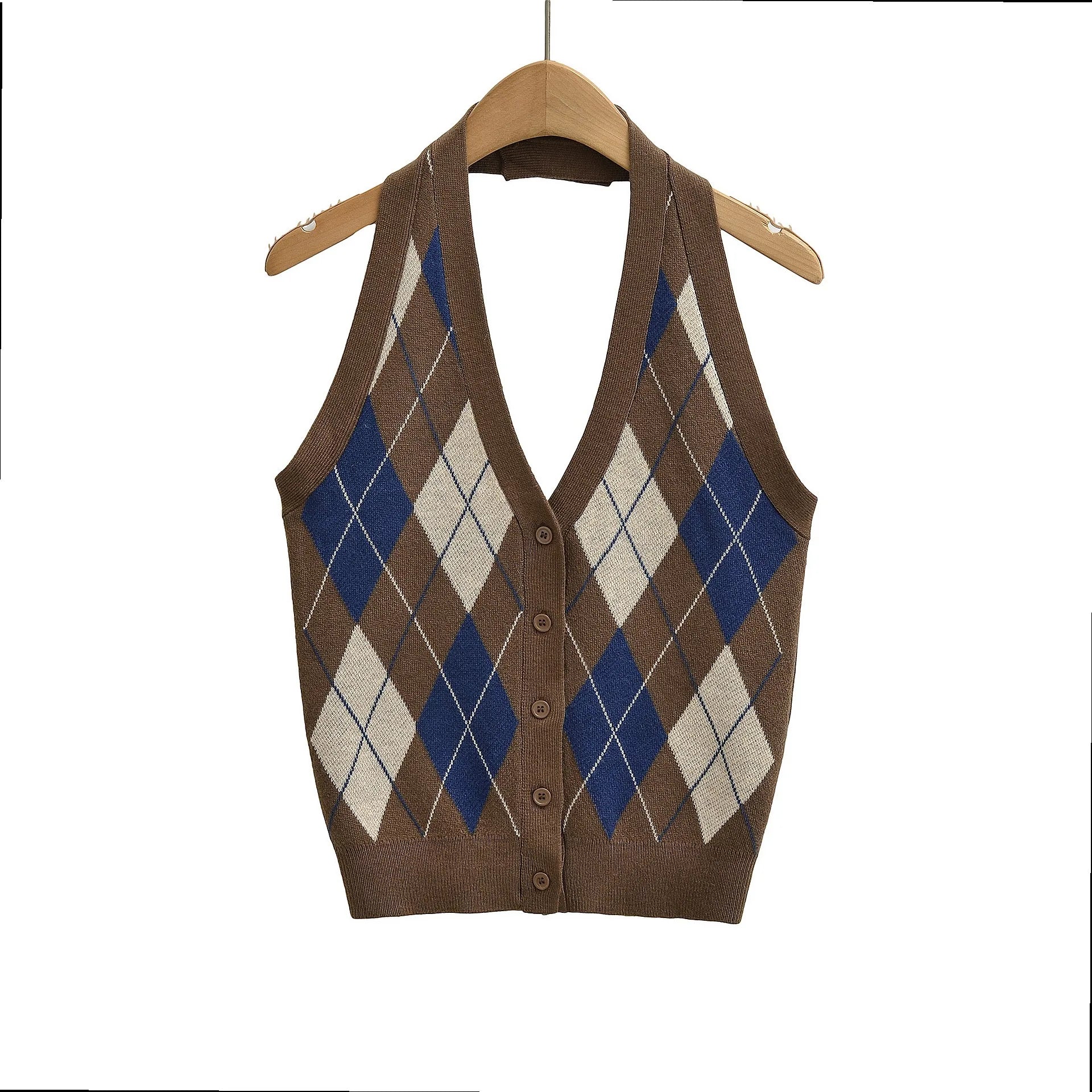 LIZAKOSHT  -  Women's Knit Vest Halter Backless V Neck Tank Top Slimming Color Block Vest Tops
