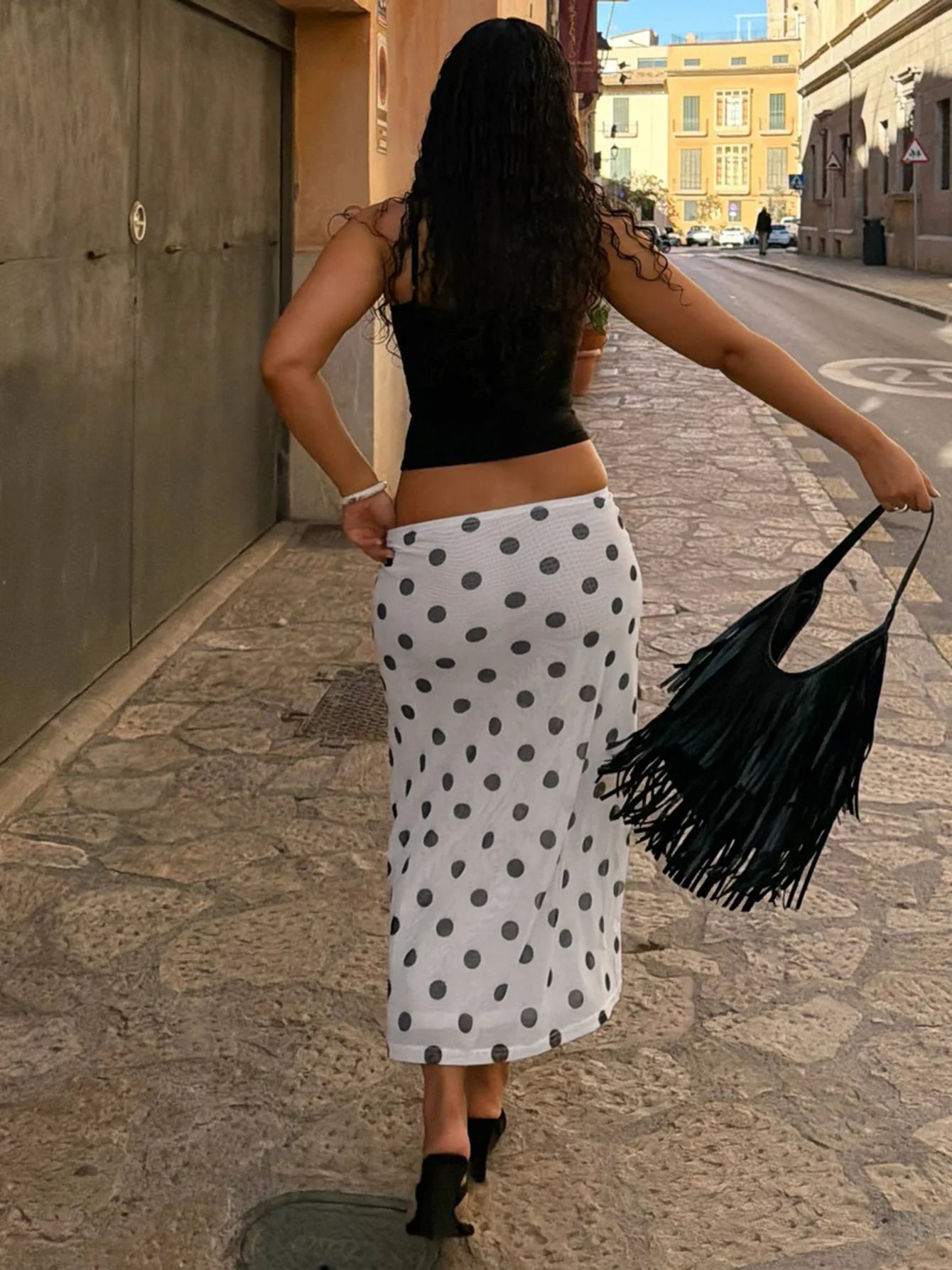 LIZAKOSHT  -  Summer Polka Dot Skirts for Women Sexy Elegant Slim White Skirt Female Clothing Mesh Midi Dress Y2K Party Streetwear