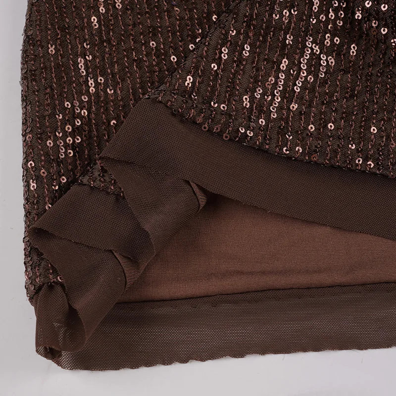 LIZAKOSHT  -  Retro Glitter Dress Sets Sexy V-neck Shiny Backless Lace-up Vest Glitter Skirt Set Fashion Party Club Women Dress Sets